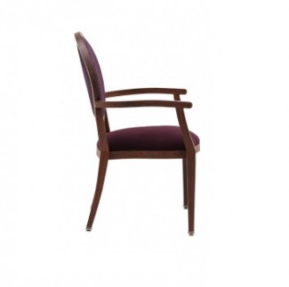 Holsag Paris Stacking Wood-Grain Metal Hospitality Arm Chair - Side View
